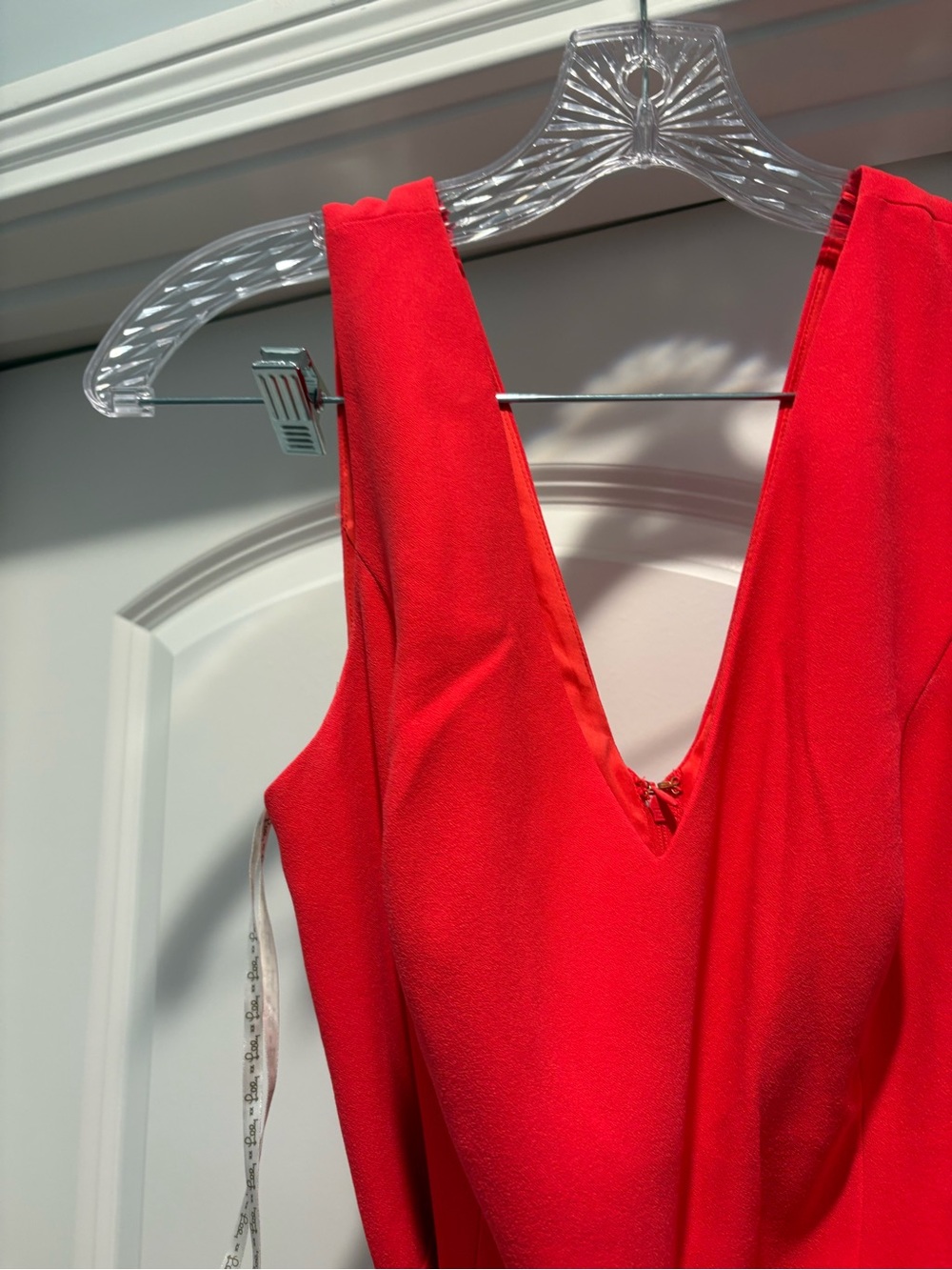 Lilly Pulitzer Red-Orange V-Neck Sleeveless Jumpsuit with Waist Tie - Picture 4 of 7